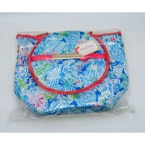 Lilly Pulitzer Beach Cooler Bag Insulated Tote Canvas 193204 Blue Pink NWT